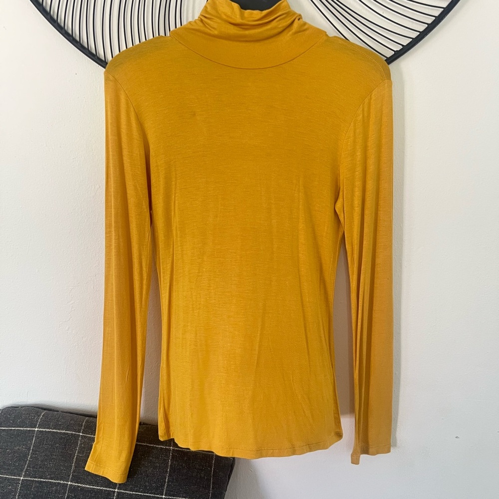 Active Basic Mustard Long Sleeve Turtleneck Top